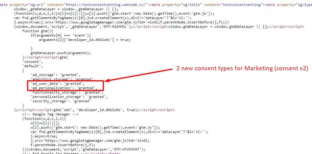 google consent mode parameters