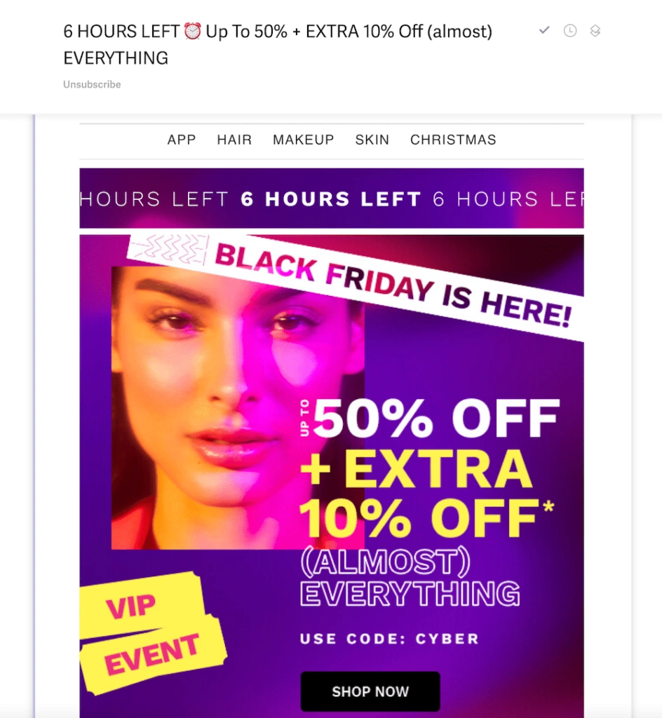 LOOKFANTASTIC email marketing limited-time discounts