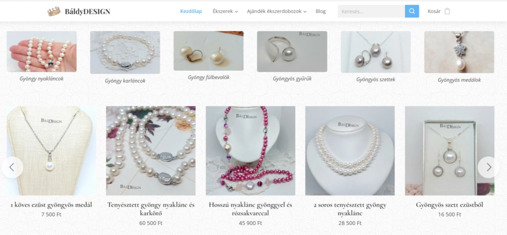 Example of online store built on Webnode
