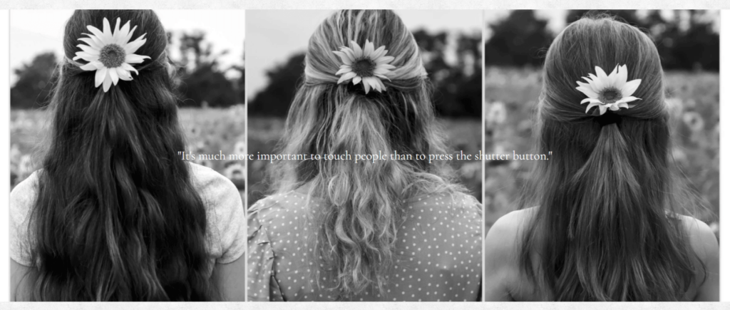 Examples of a photography business website built on Webnode
