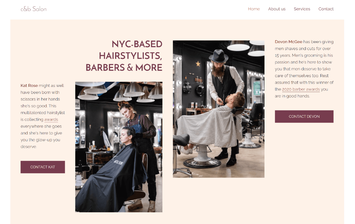 Beauty salon website template