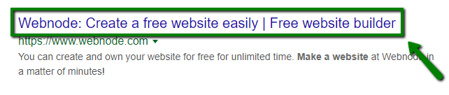 Headline in search engines