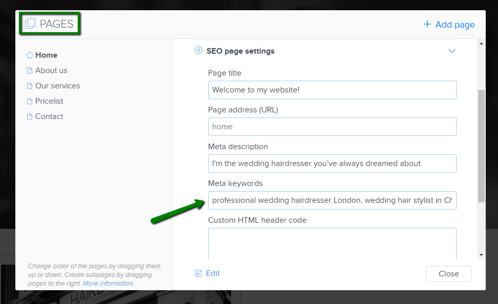 Meta keywords