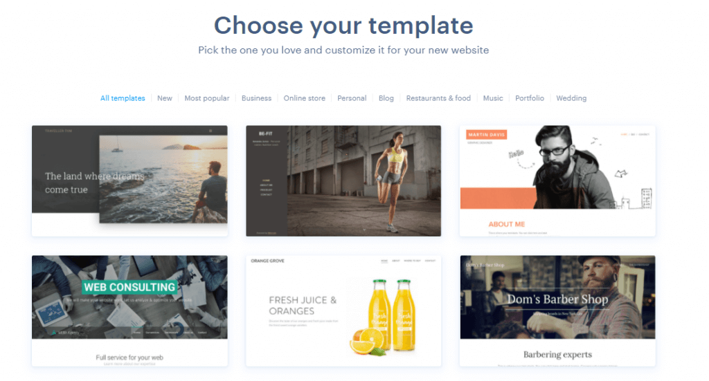Webnode website templates