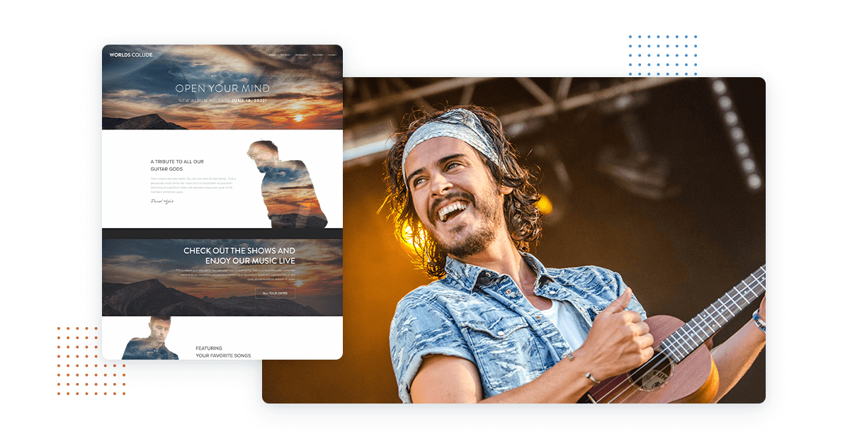 Band hippie playing instrument looking happy