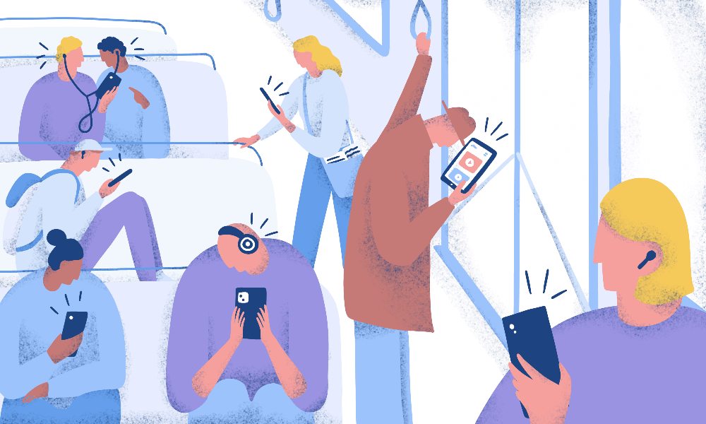 People is watching videos on smartphone