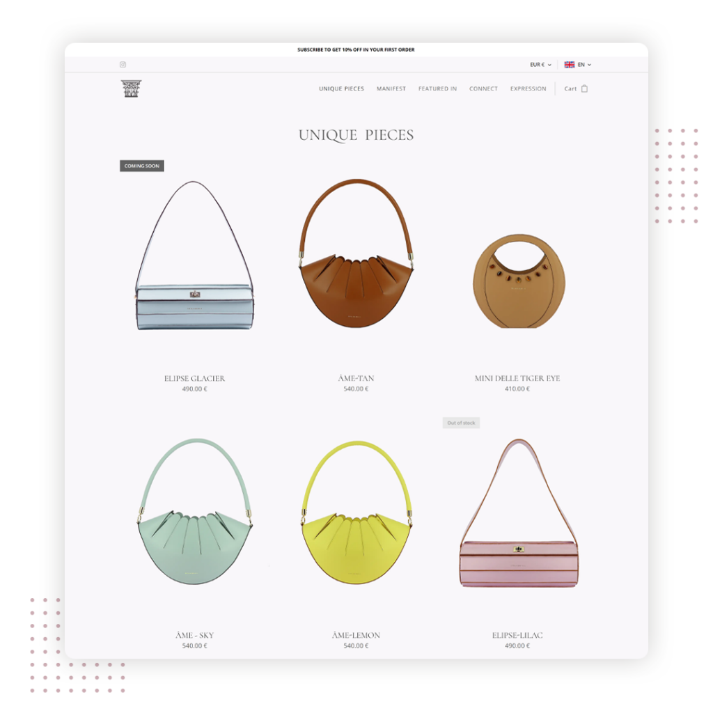 Degabriel e-commerce is built with Webnode.
