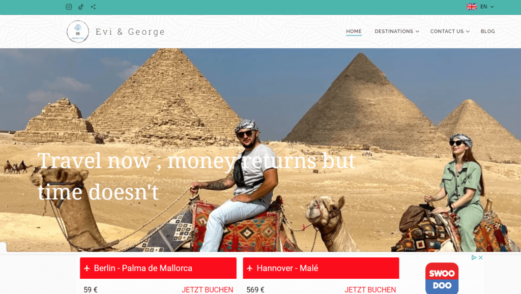 Travel website example