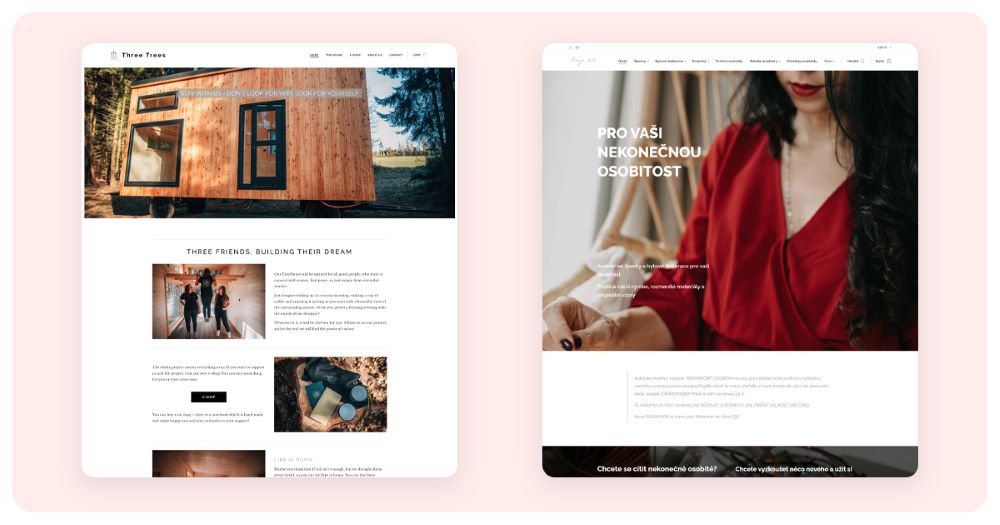 Examples of websites created on Webnode