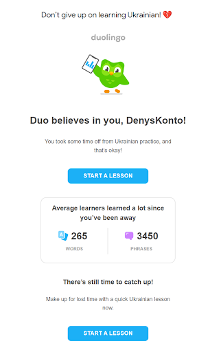 Duolingo Re-engagement Emails