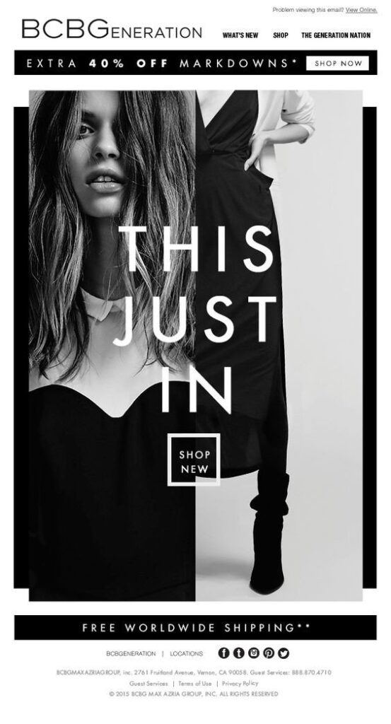 BCBG New Arrivals Email