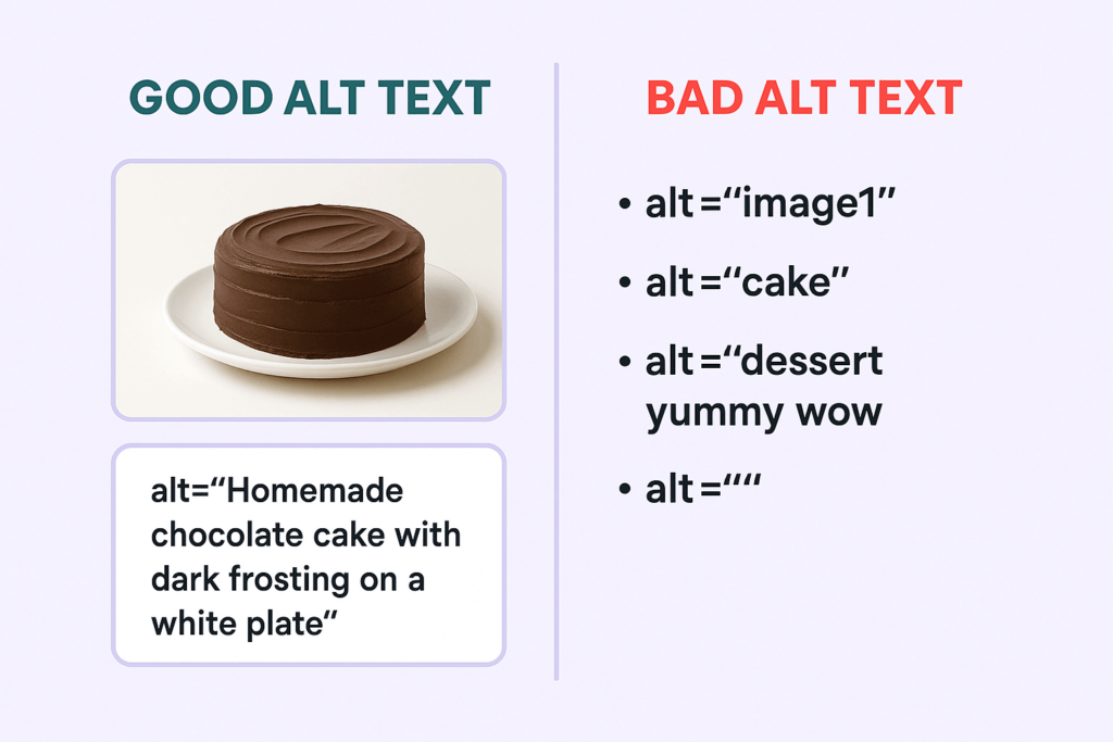 Example of a good and a bad alt text for an image