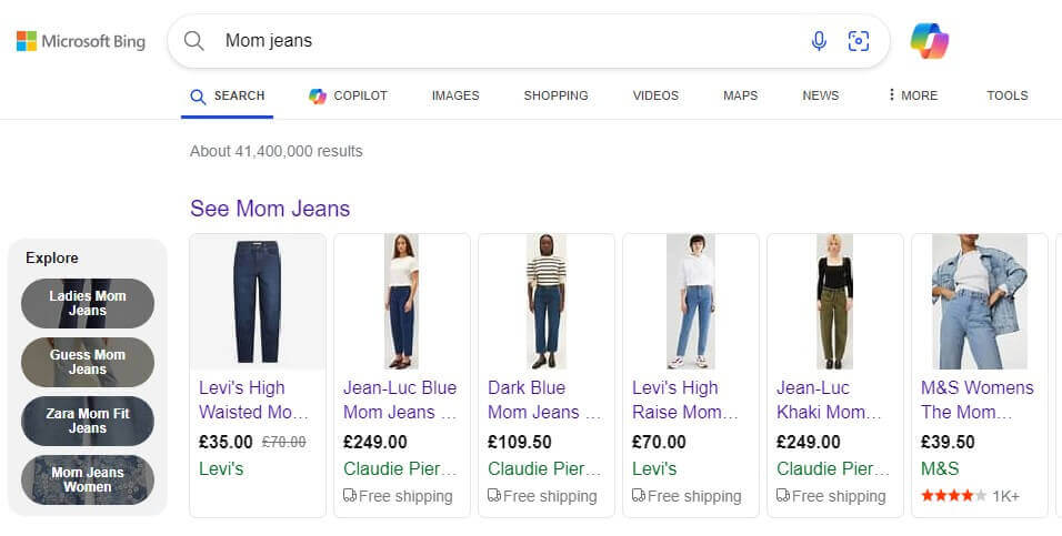 Bing search ads example