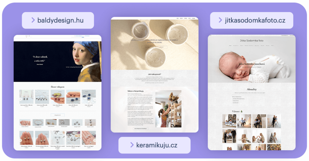 Examples of a business and e-commerce website built on Webnode