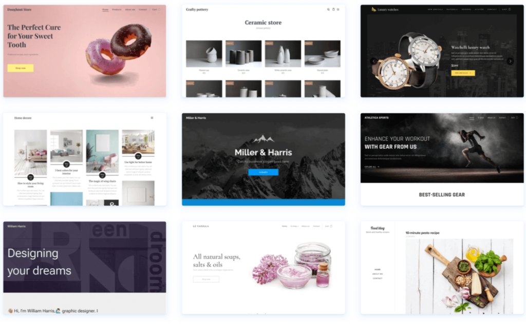Webnode template gallery